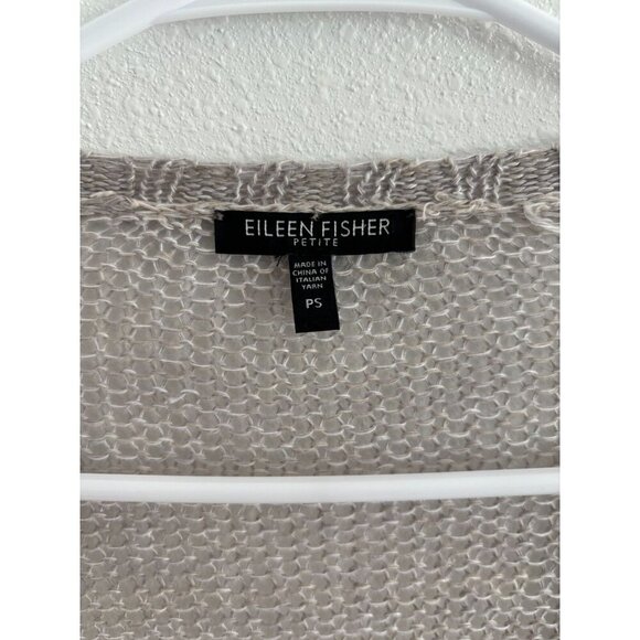 Eileen Fisher Cardigan Womens PS Gray Linen Open Lightweight Sustainable - Picture 3 of 5